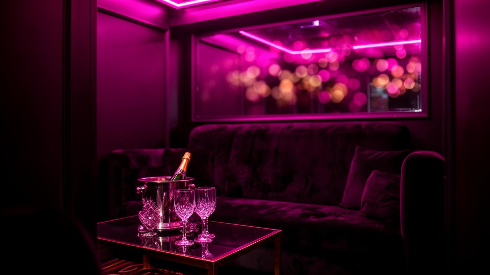 Private VIP booth with champagne for a bachelor party at Dollhouse Lounge Barcelona