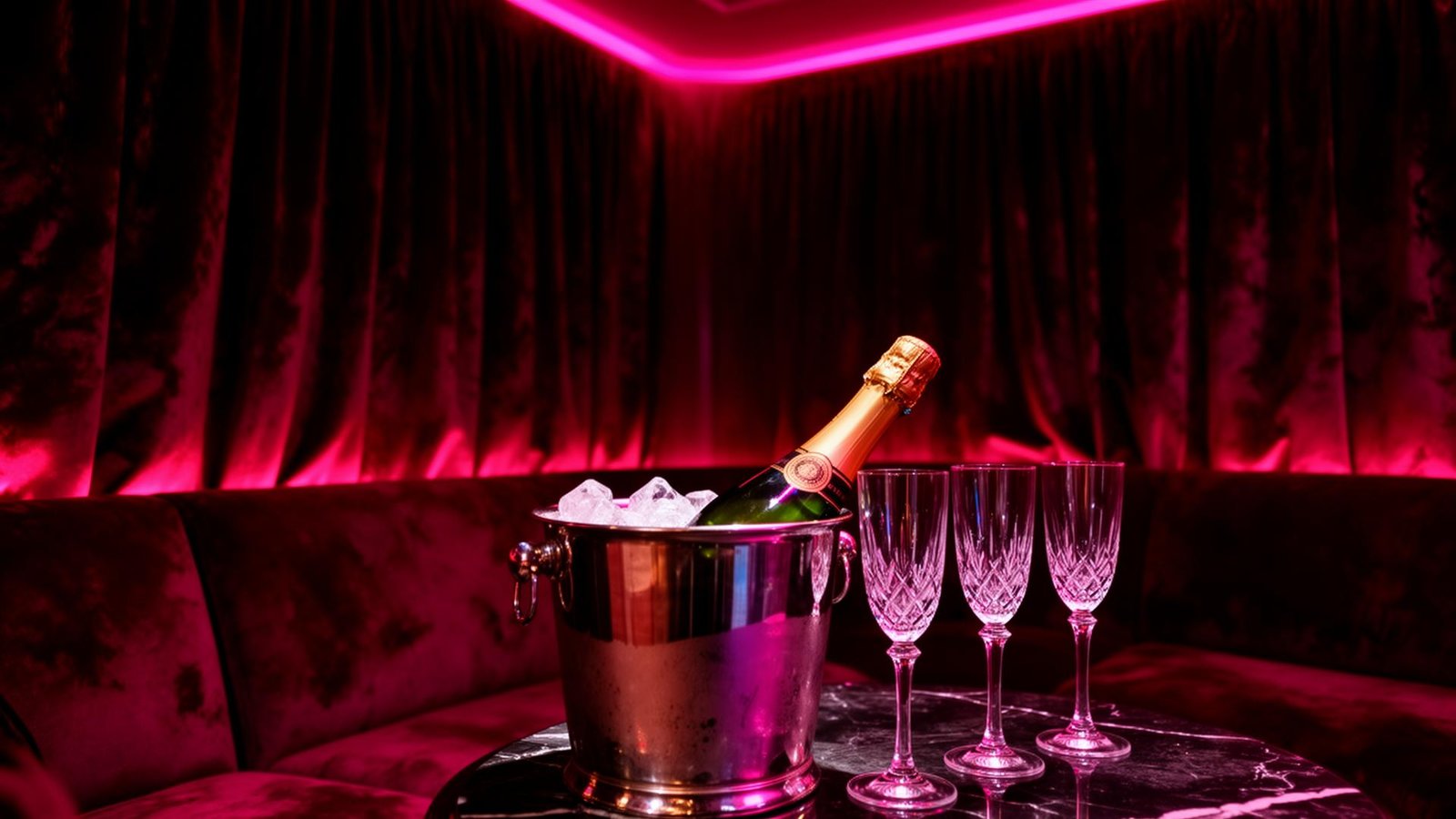 Private VIP room with champagne at Dollhouse Lounge Barcelona